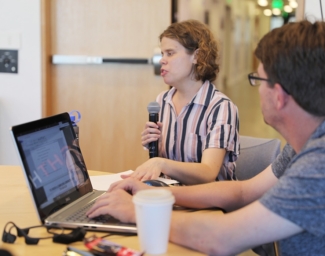 Erin Lauridsen and student