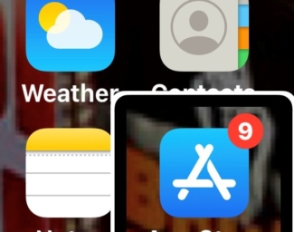 A screen shot of an iPhone with the App Store highlighted using VoiceOver
