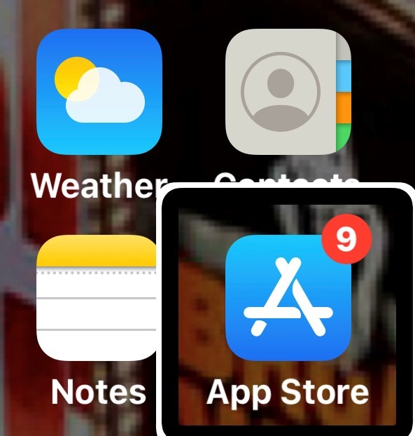 A screen shot of an iPhone with the App Store highlighted using VoiceOver