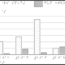 Bar chart with 5 pairs of bars and braille labels