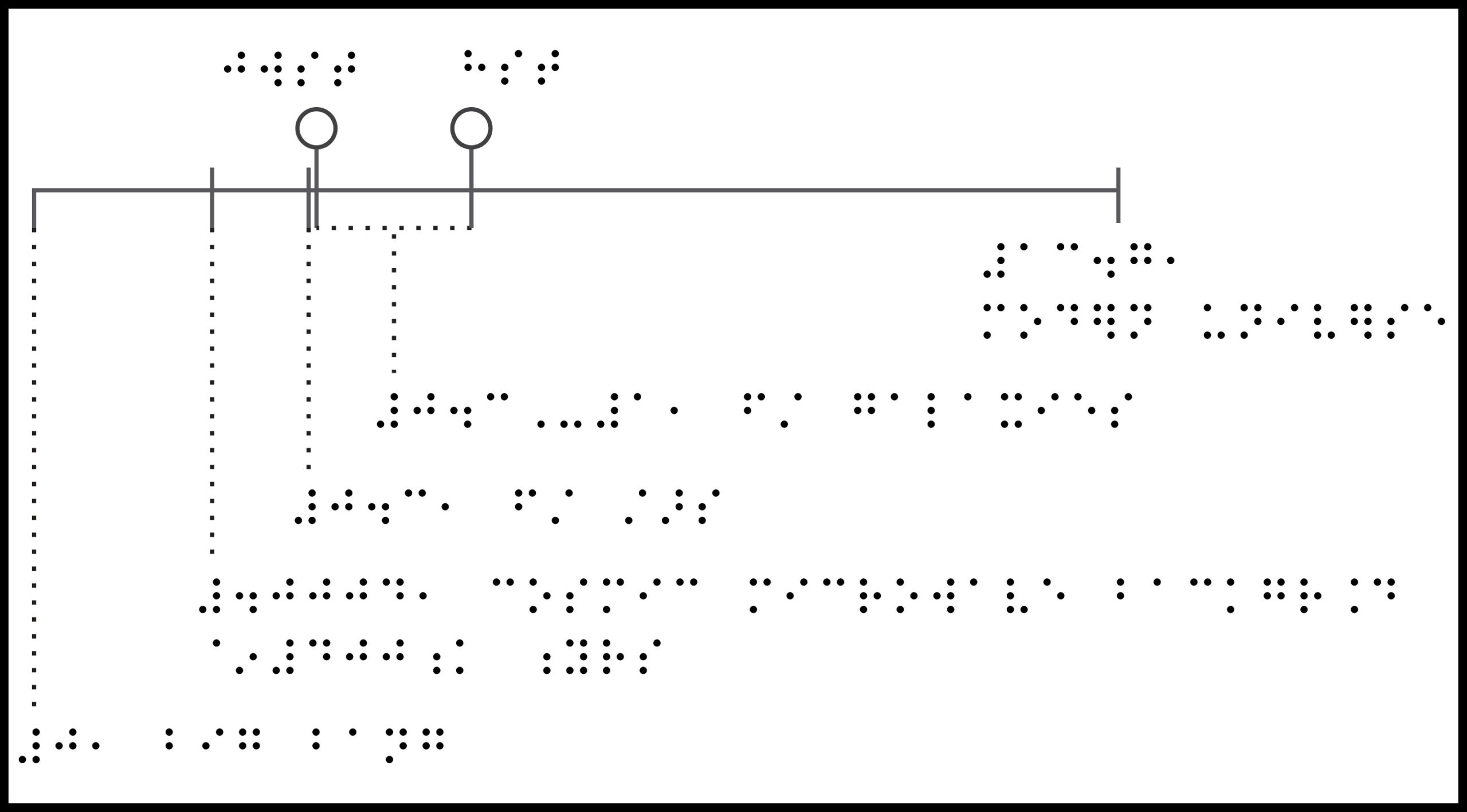 Timeline with 2 circles indicating James Webb Space Telescope and Hubble Space Telescope, and braille labels.