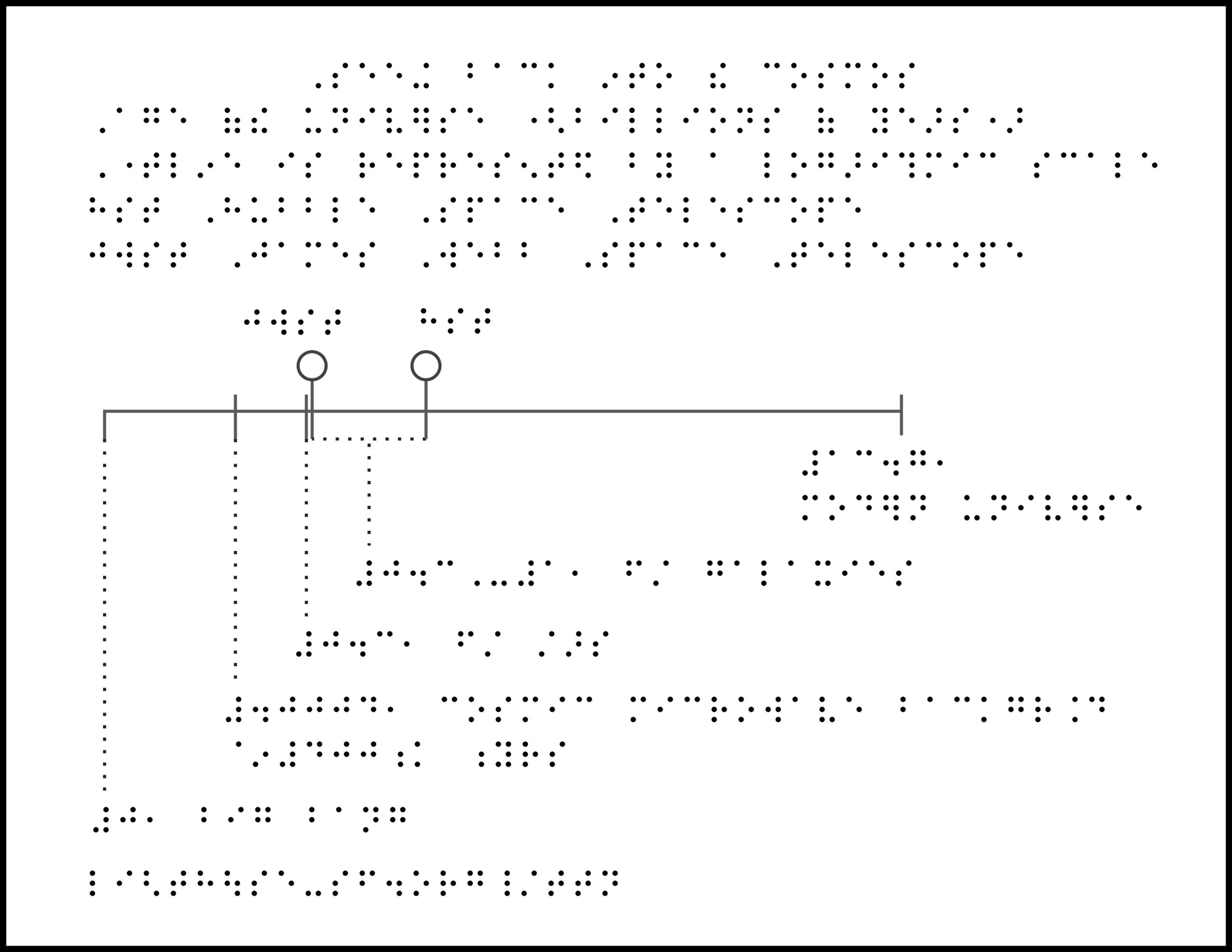 1. Timeline with 2 circles indicating James Webb Space Telescope and Hubble Space Telescope, and braille labels.