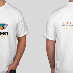 Both the front and back of the 2022 LightHouse Pride t-shirt