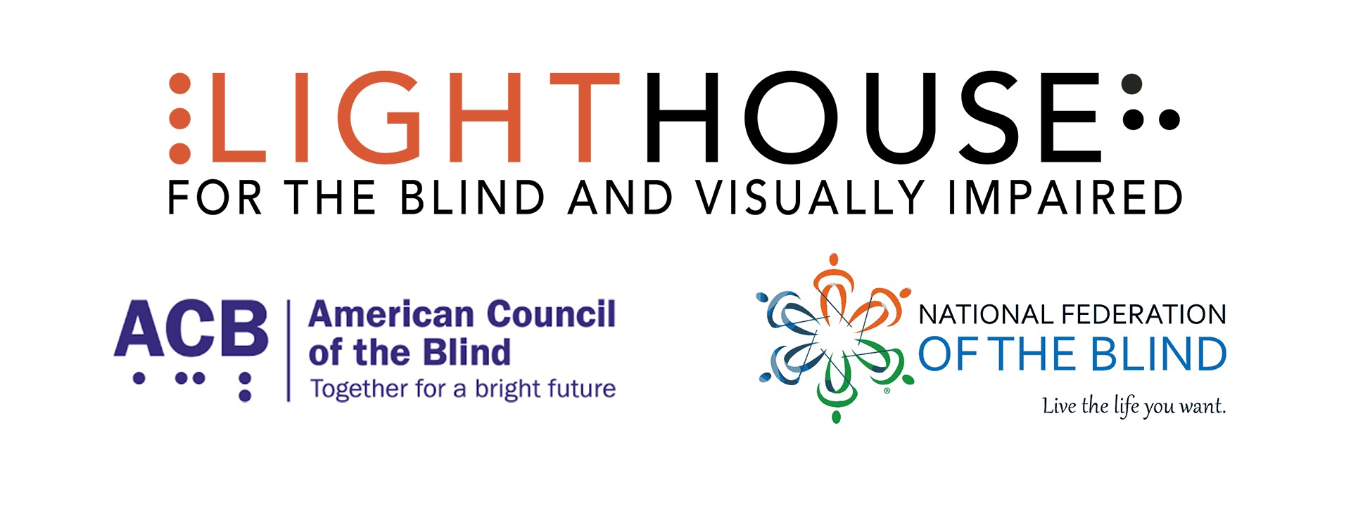 A composite of the LightHouse, ACB and NFB logos